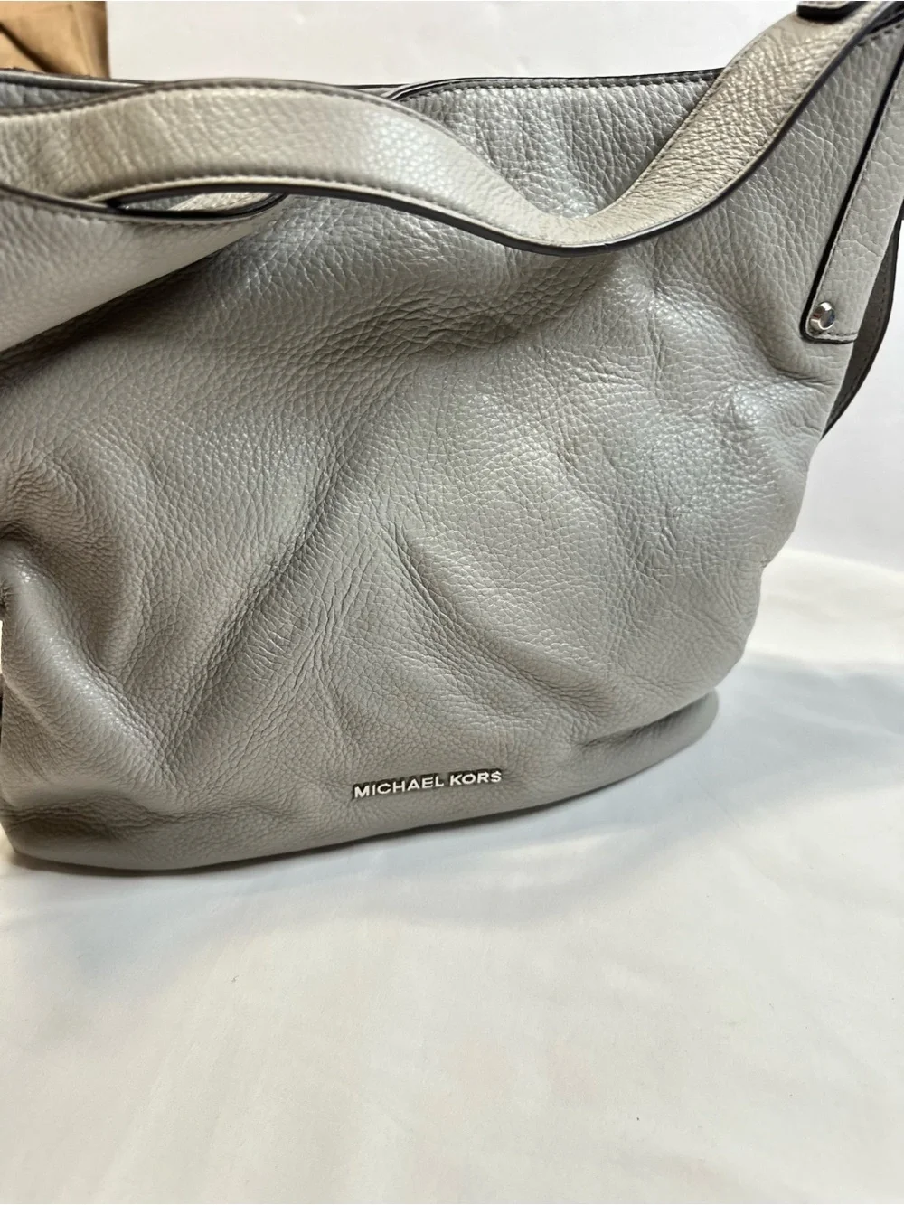 Bundle (2)Michael Kors Cream Logo Tote and Taupe Leather Hobo